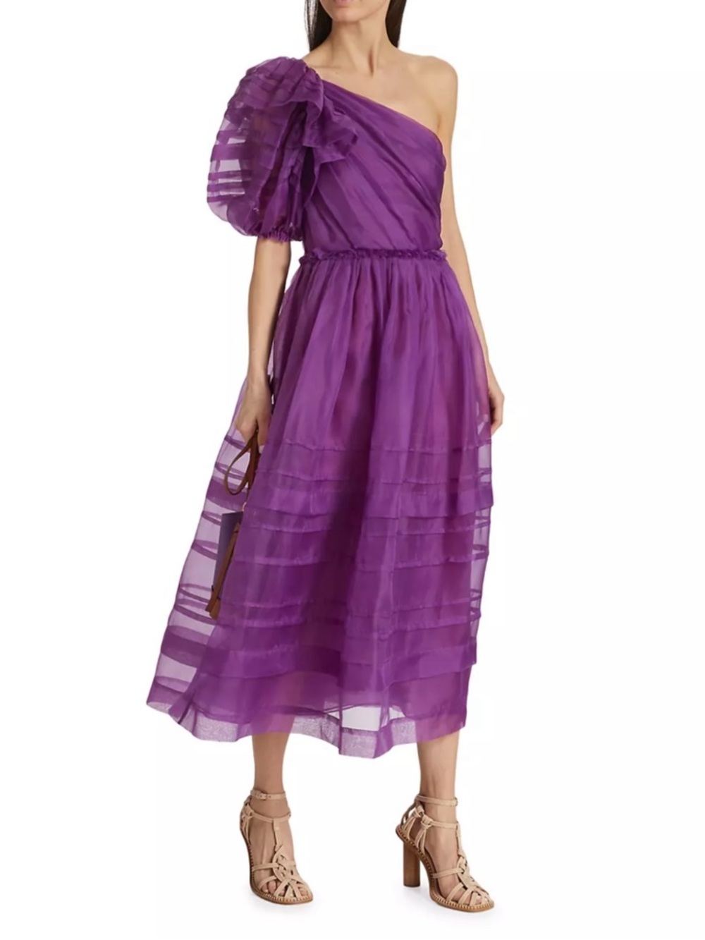 ULLA JOHNSON One-Shoulder Silk Dress